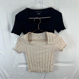 American Eagle - XS - Women's Top - 2 Pack - Navy Cream - Feminine